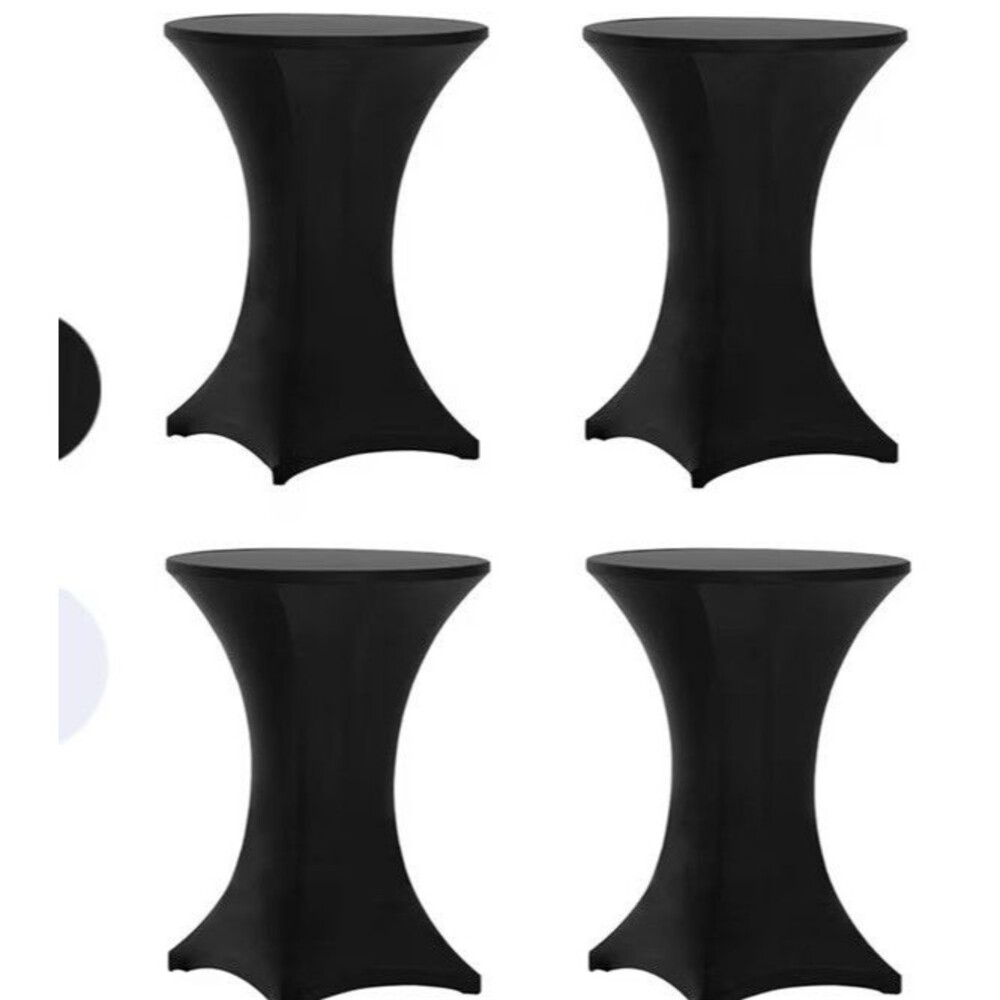 Tina's 4 Pack 32x43 Inch Highboy Spandex Cocktail Table Cover Black Fitted Stret